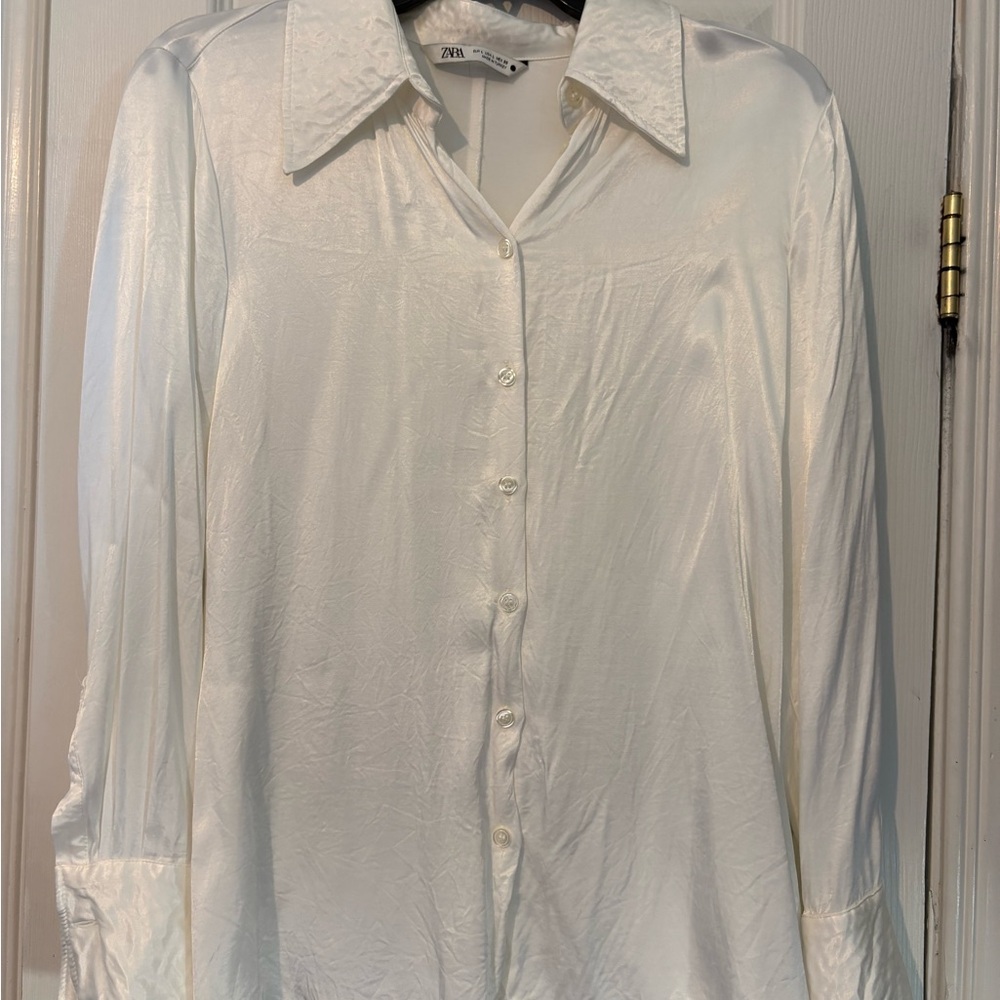 Zara Cream Satin Blouse